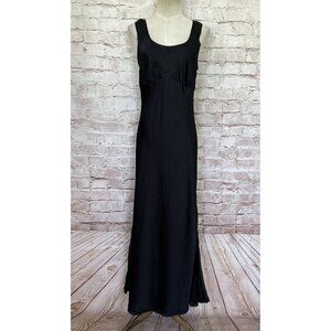 ALL:ROW Womens Maxi Dress Black Satin Empire Waist Sleeveless Side Slits  Size S